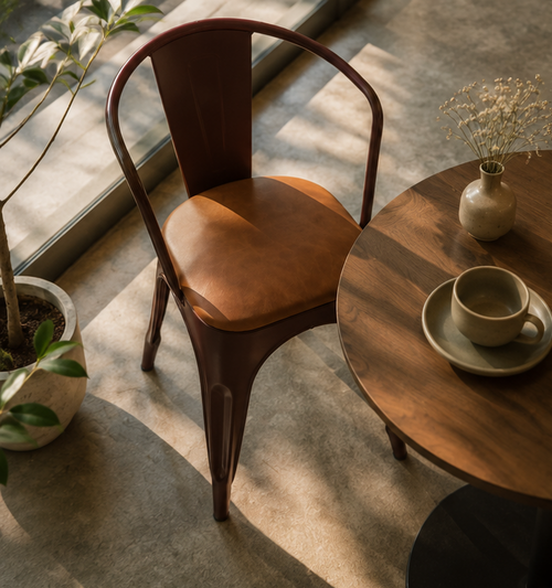 CHICA Oxblood Metal & Leather Armchair