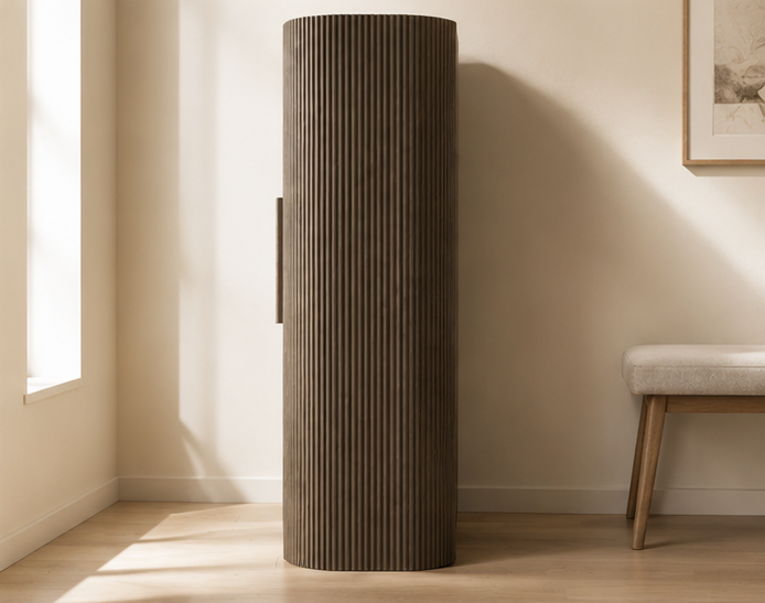 Fluted Tall Shoe Storage Cabinet