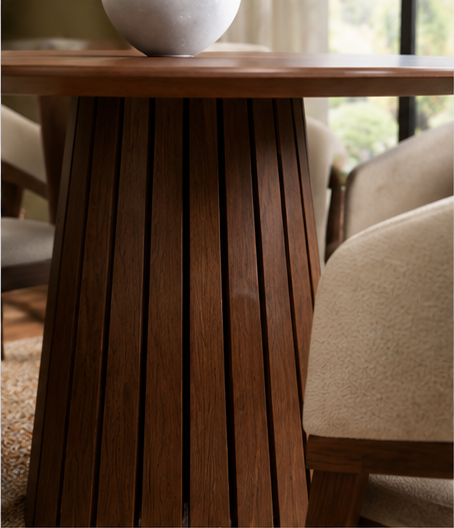 WALNUT Fluted Pedestal Dining Set