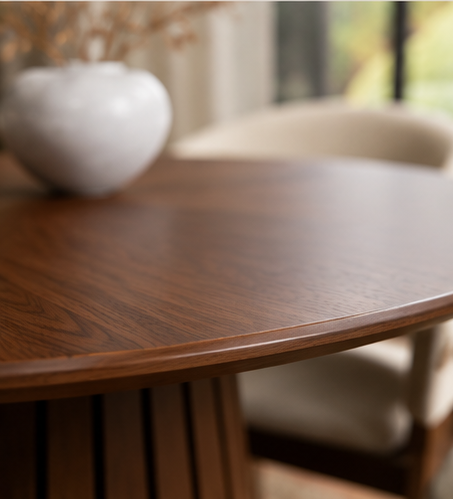 WALNUT Fluted Pedestal Dining Set