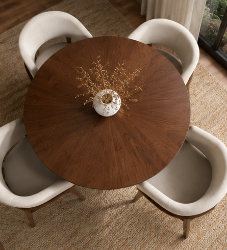 WALNUT Fluted Pedestal Dining Set