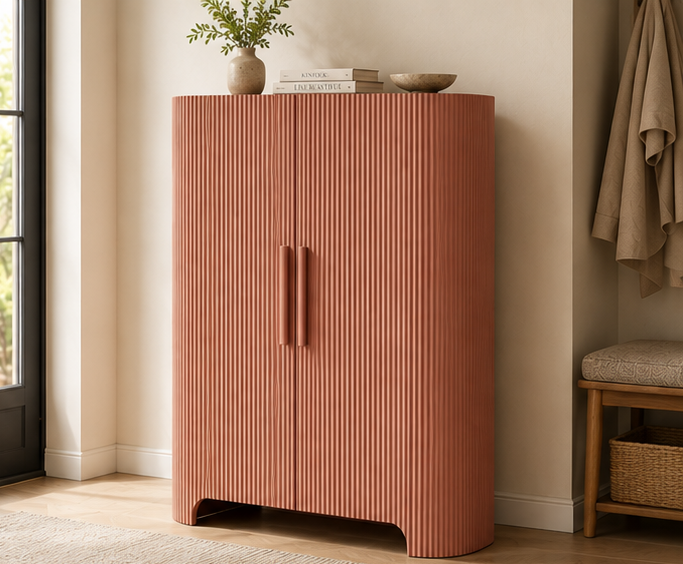 Fluted Tall Shoe Storage Cabinet