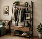 A-Frame Open Wardrobe with Drawer & Shelving