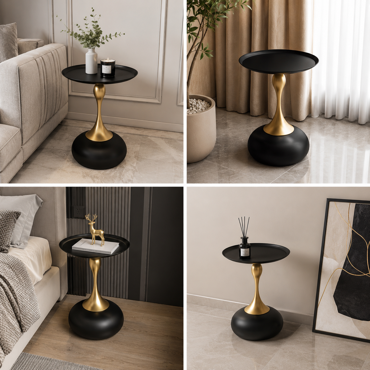 MORA Gloss Accent Table – Black & Gold