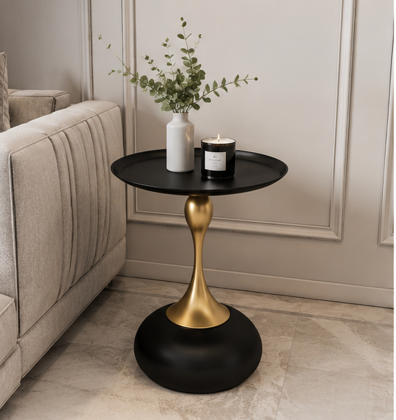 MORA Gloss Accent Table – Black & Gold