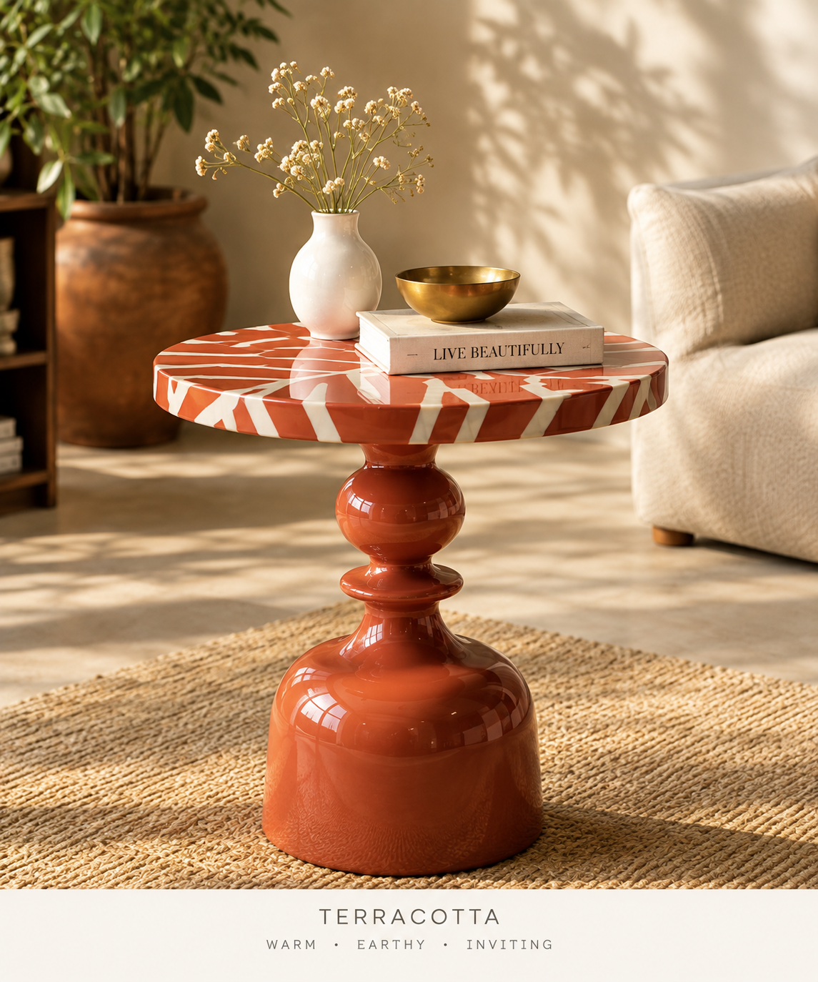 MORA STRIPED PEDESTAL SIDE TABLE