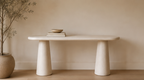Sculptural Travertine Console Table