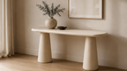 Sculptural Travertine Console Table