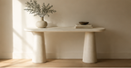 Sculptural Travertine Console Table