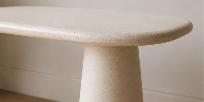 Sculptural Travertine Console Table