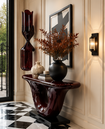 NOIR Sculptural Lacquer Console Table
