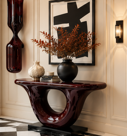NOIR Sculptural Lacquer Console Table