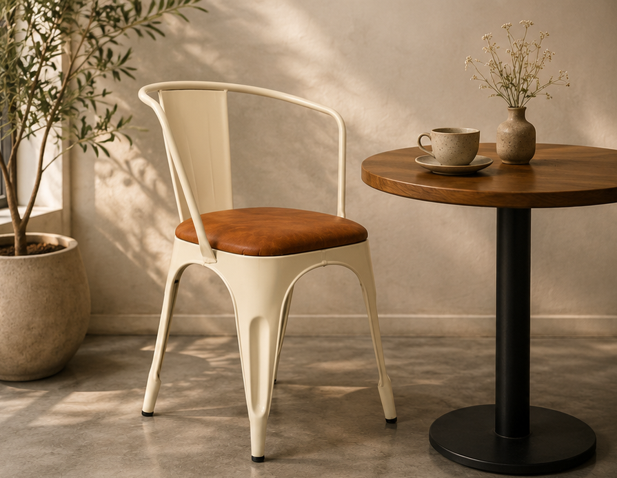 CHICA Oxblood Metal & Leather Armchair