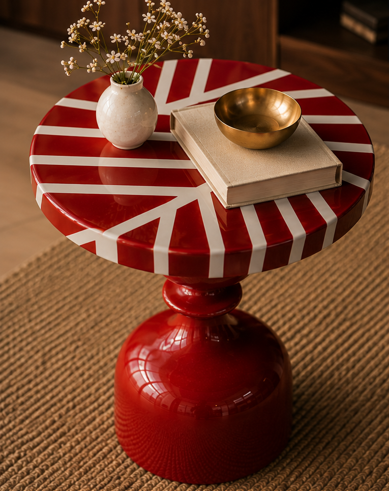 MORA STRIPED PEDESTAL SIDE TABLE