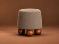 Sculptural Upholstered Ball-Foot Accent Stool