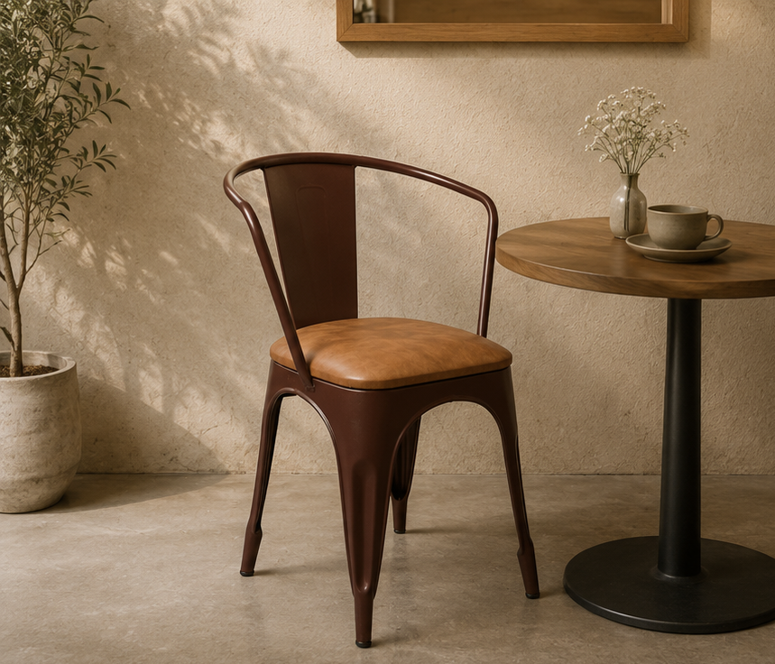 CHICA Oxblood Metal & Leather Armchair