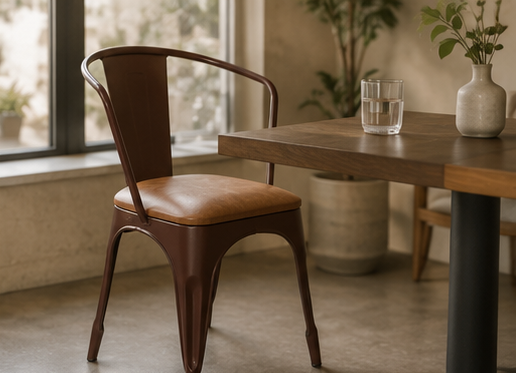 CHICA Oxblood Metal & Leather Armchair