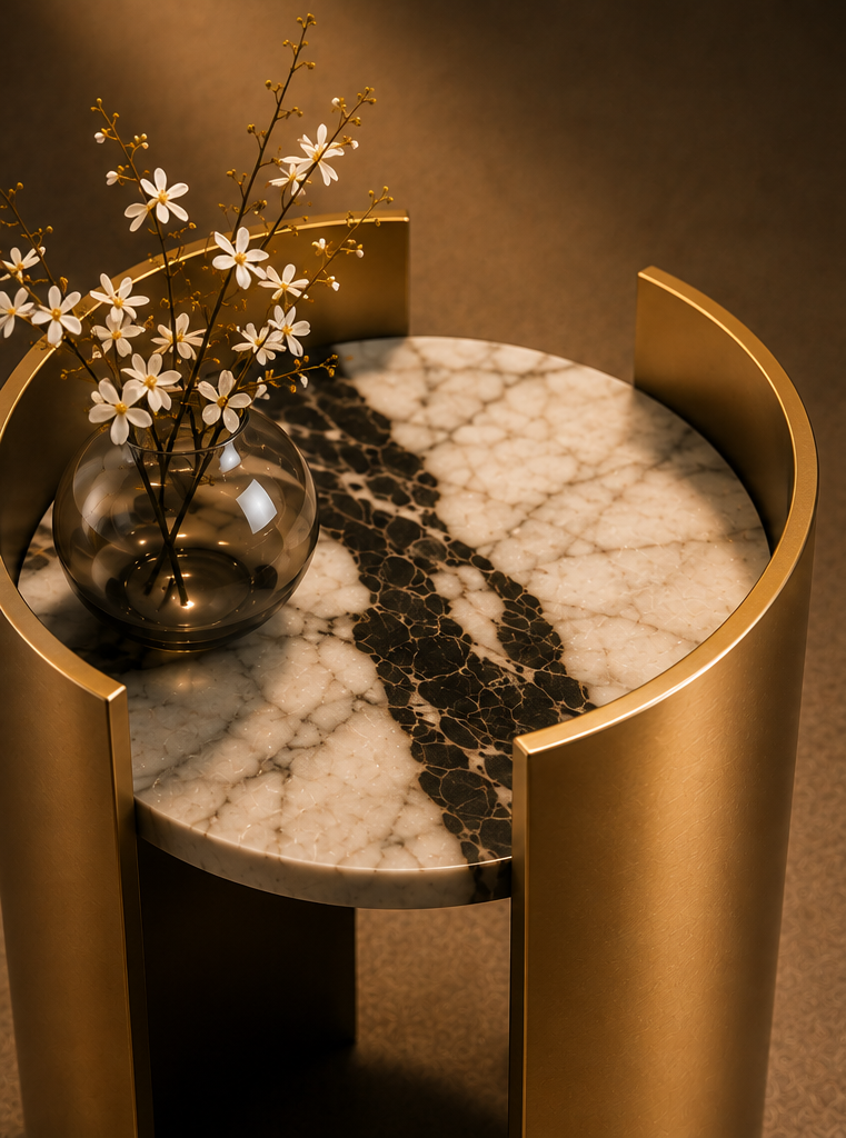 MORA Accent Table – Gold Marble