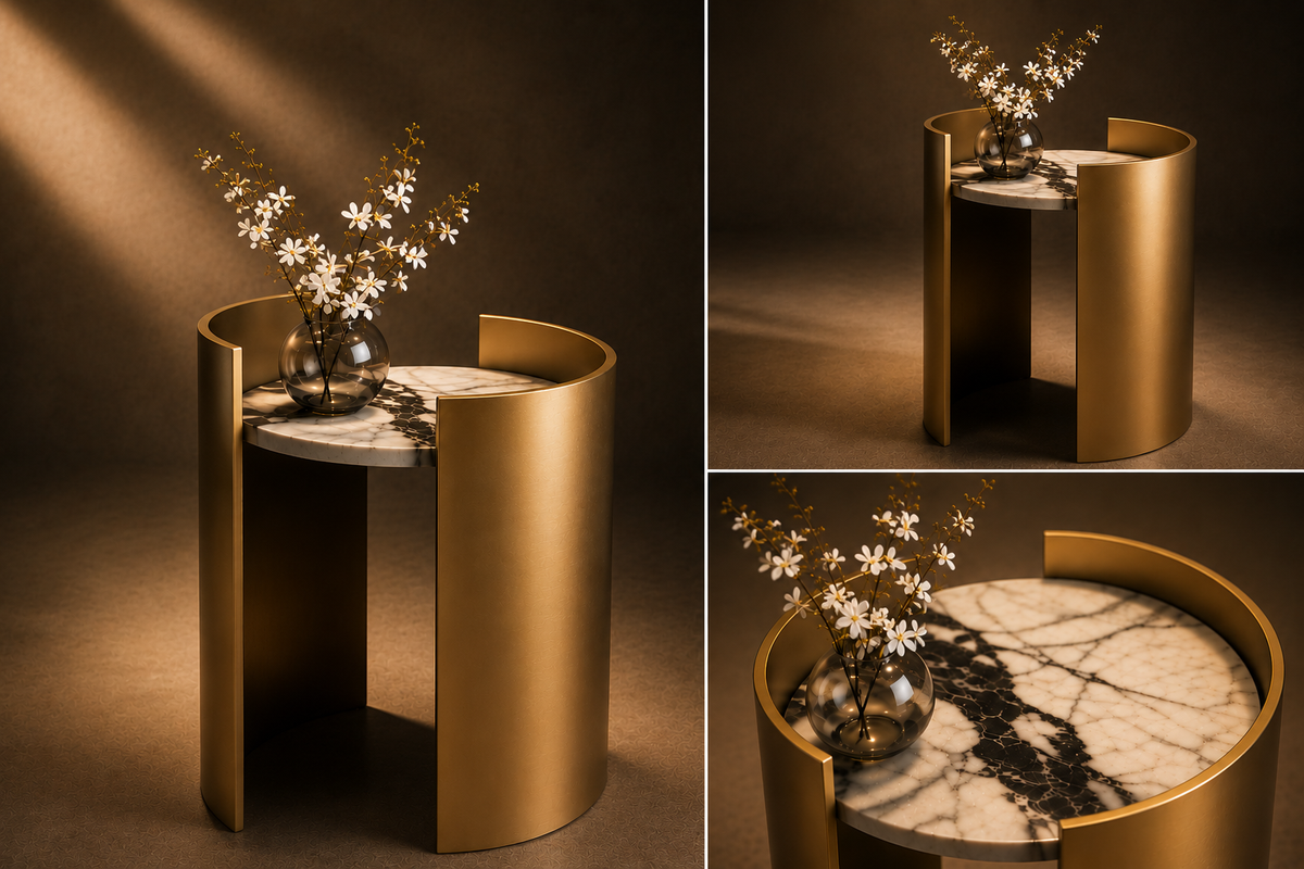 MORA Accent Table – Gold Marble