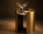 MORA Accent Table – Gold Marble