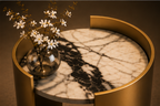 MORA Accent Table – Gold Marble