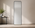Arched Full-Length Black Metal Floor Mirror