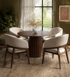 WALNUT Fluted Pedestal Dining Set