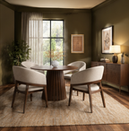 WALNUT Fluted Pedestal Dining Set