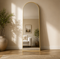 Arched Gold Full-Length Floor Mirror