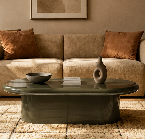 OONA Sculptural Olive Oval Coffee Table