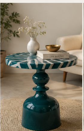 MORA STRIPED PEDESTAL SIDE TABLE